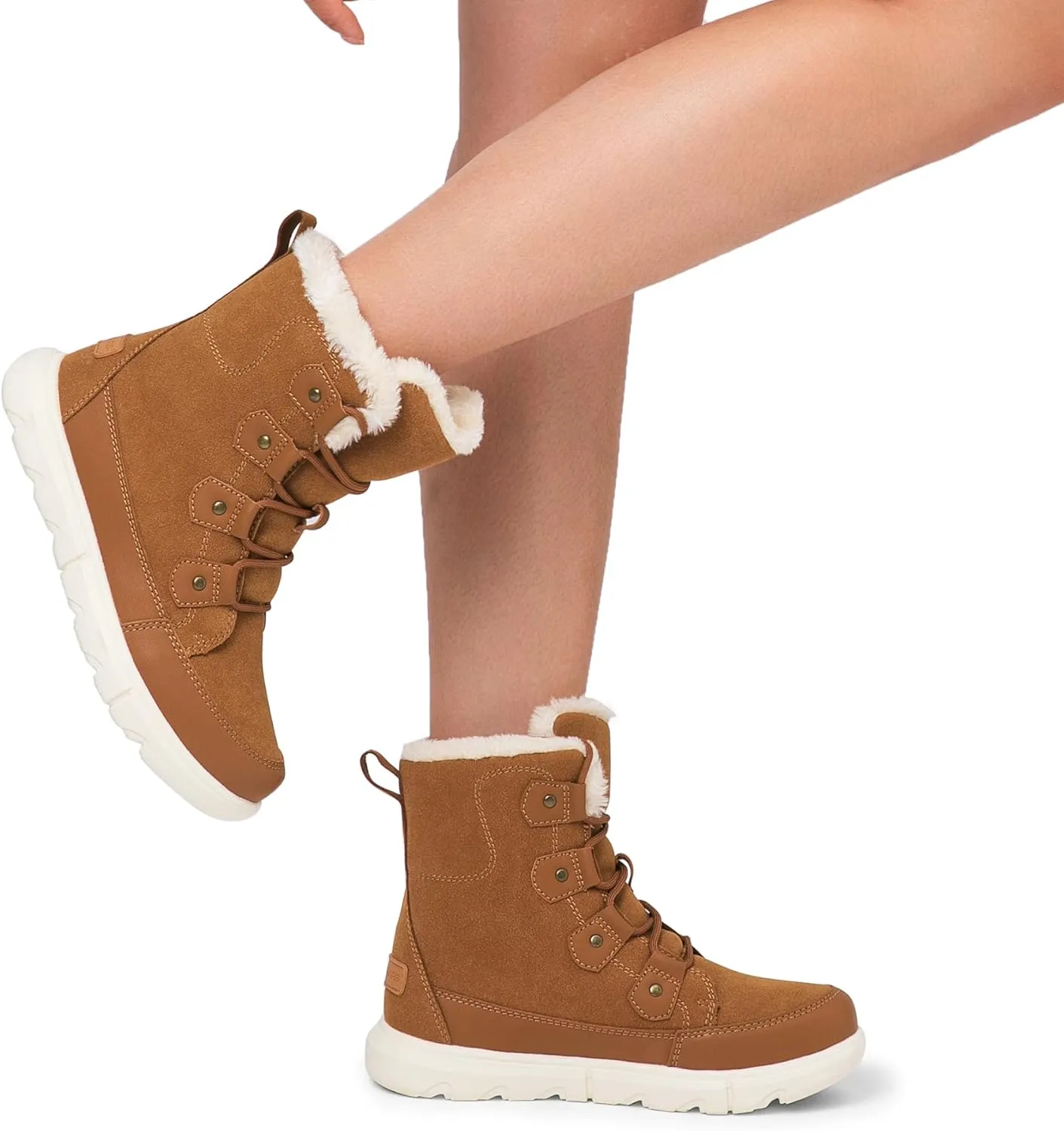 DREAM PAIRS Womens Winter Boots Cozy Faux Fur Anti-Slip Snow Boots Lace Up Comfort Stylish Ankle Booties for Cold Weather City Walk
