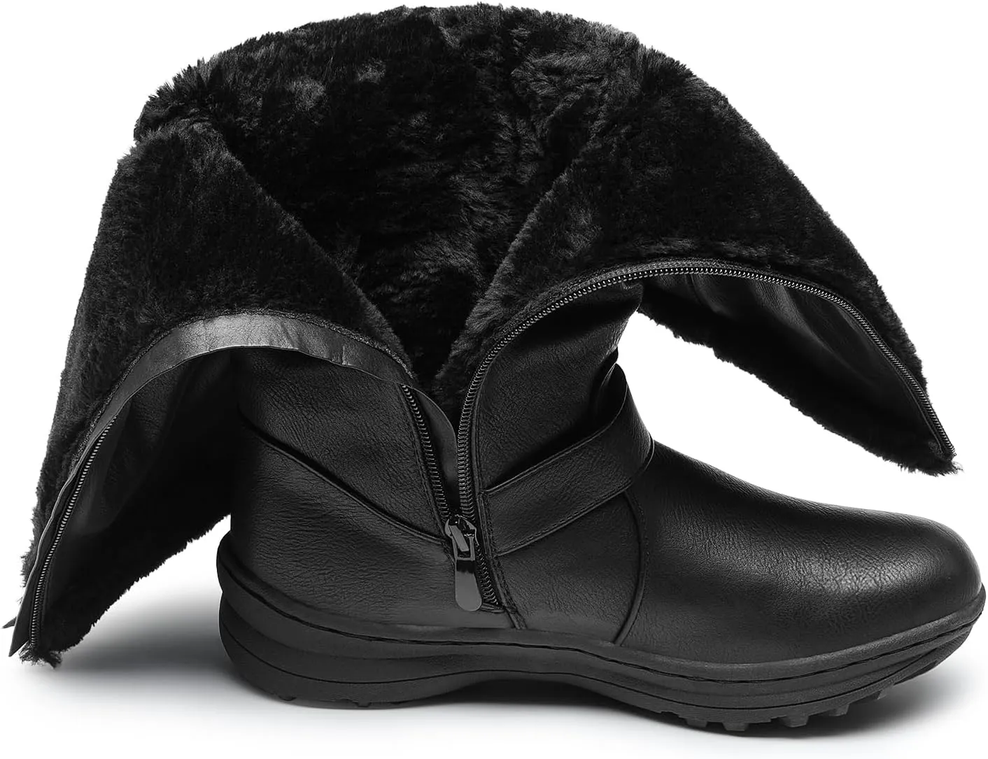 DREAM PAIRS Women's Winter Fully Fur Lined Zipper Closure Snow Knee High Boots