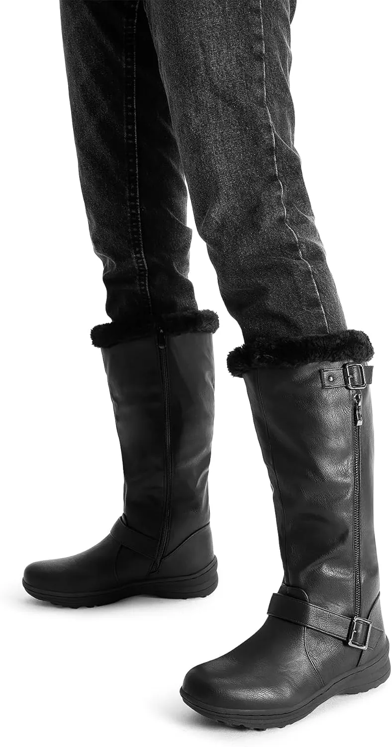 DREAM PAIRS Women's Winter Fully Fur Lined Zipper Closure Snow Knee High Boots