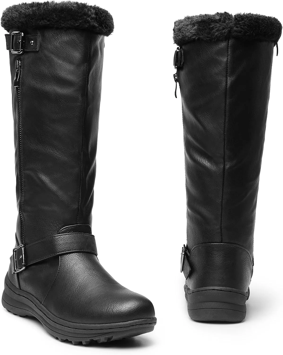 DREAM PAIRS Women's Winter Fully Fur Lined Zipper Closure Snow Knee High Boots