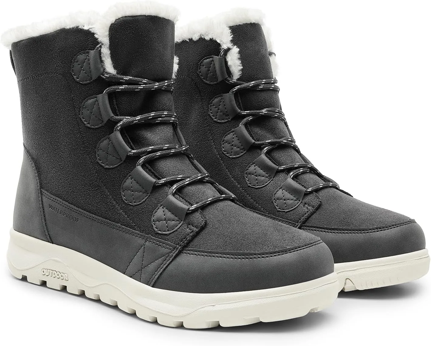 DREAM PAIRS Women's Winter Snow Boots Lace Up Warm Comfortable Faux Fur Lining Outdoor Ankle Booties