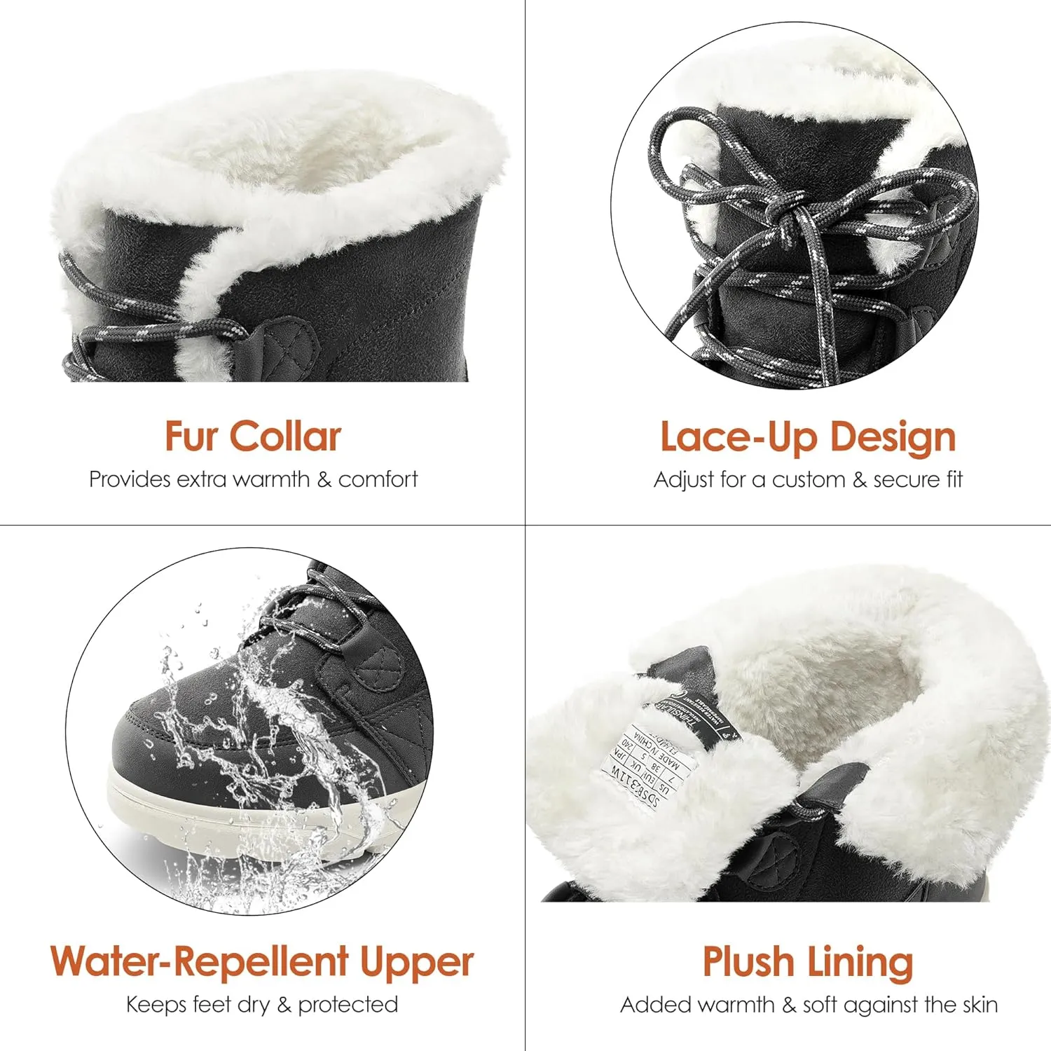 DREAM PAIRS Women's Winter Snow Boots Lace Up Warm Comfortable Faux Fur Lining Outdoor Ankle Booties