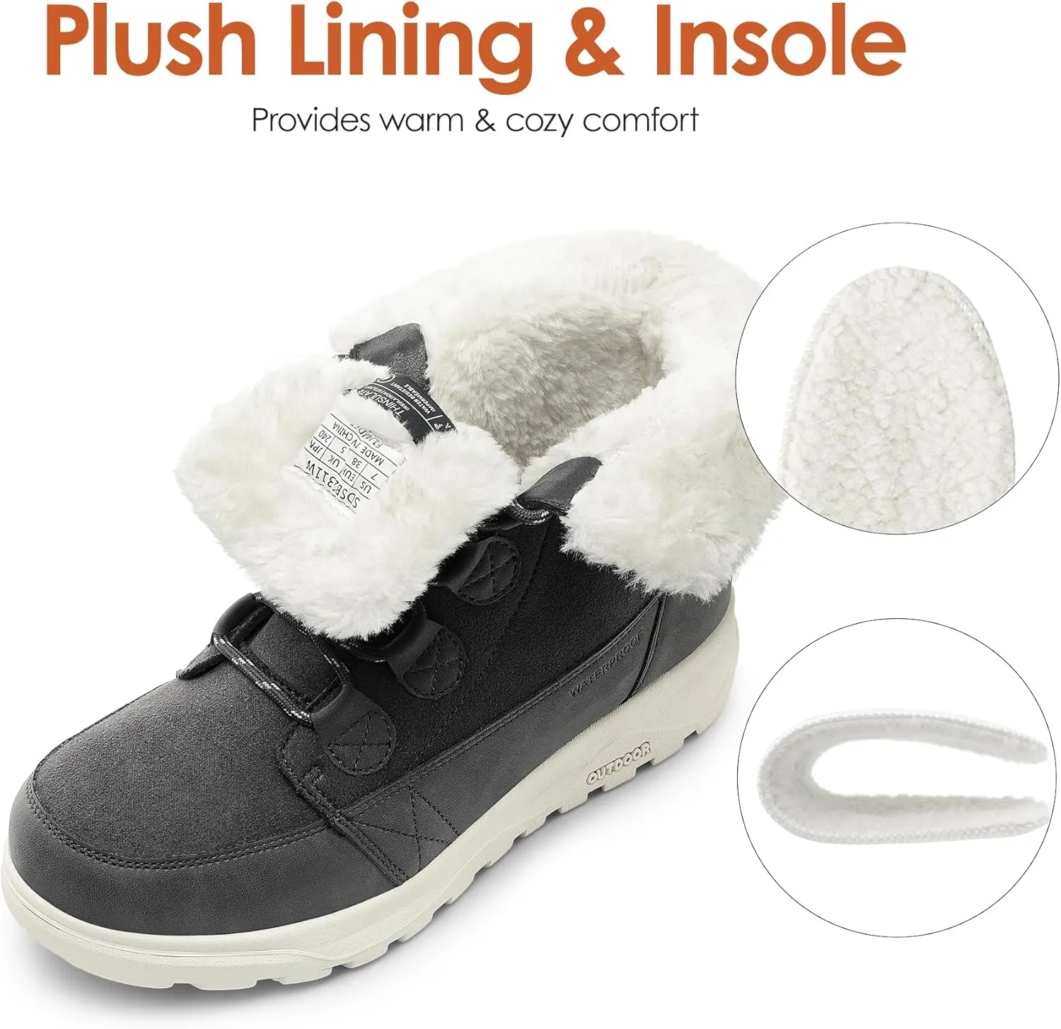 DREAM PAIRS Women's Winter Snow Boots Lace Up Warm Comfortable Faux Fur Lining Outdoor Ankle Booties