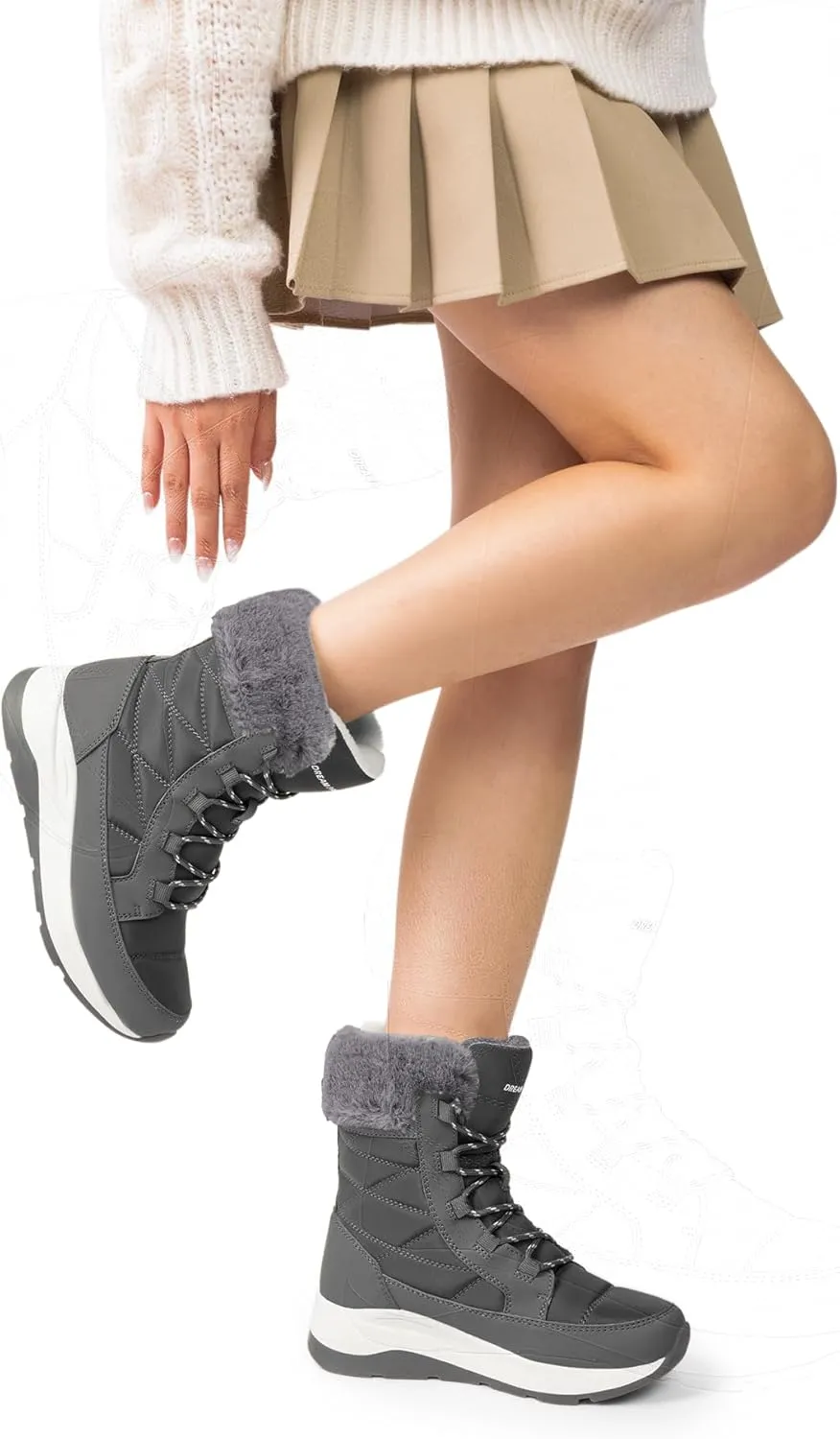 DREAM PAIRS Women's Winter Snow Boots Waterproof Lightweight Warm Faux Fur Lined Insulated Outdoor Ladies Mid-Calf Booties