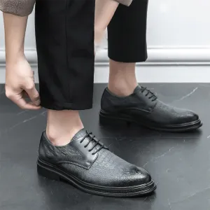 Dress Oxford Shoes for Men Classic Lace-up Crocodile Pattern Formal Tuxedo Shoes Men's Comfort Orthopedic Dress Shoes Anti-slip Non Slip Block Heel Low Top Wedding Shoe