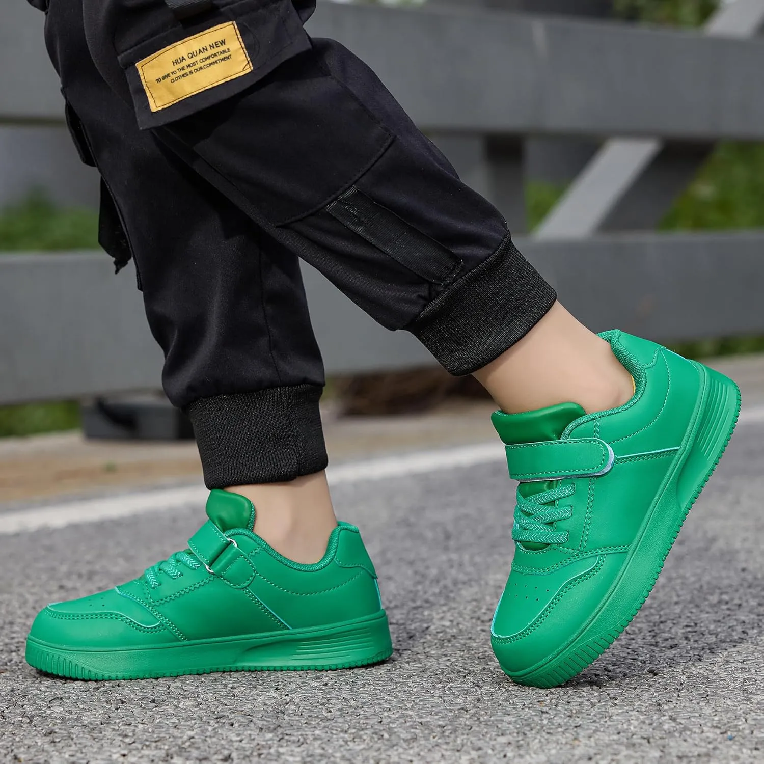 DSWED Black Boys Running Shoes for Girls Leather wear Athletic Kids Fashion Sneakers Tennis Shoes Big Kid Size