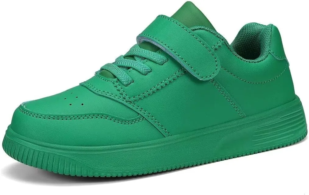 DSWED Black Boys Running Shoes for Girls Leather wear Athletic Kids Fashion Sneakers Tennis Shoes Big Kid Size