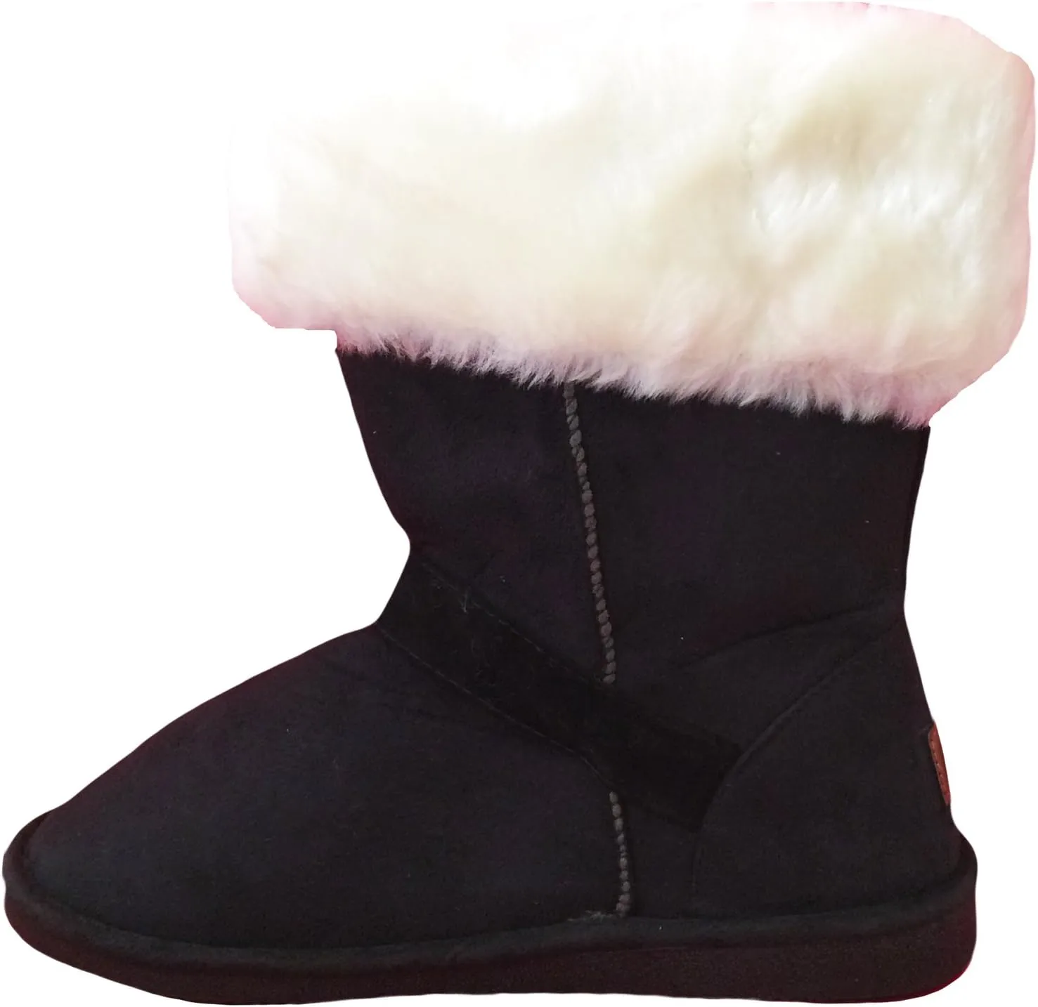 E-5520 Women's Winter Boots Faux Suede Fashion Folded Buckled Strap Side Zipper Mid-Calf Warm Fur Shoes 4 Colors, Black, Brown, Gray, Tan