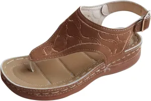 Eduavar Sandals for Women Dressy Summer, Sandals Women Summer Beach Sandals Flip Flops Embroidered Buckle Ankle Strap Shoes