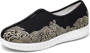 Embroidered Traditional Chinese Dragon Slip-On Canvas Loafers for Men - Comfortable and Stylish Casual Walking Shoes with Non-Slip Rubber Sole, Ideal for Everyday Wear Kung Fu shoes