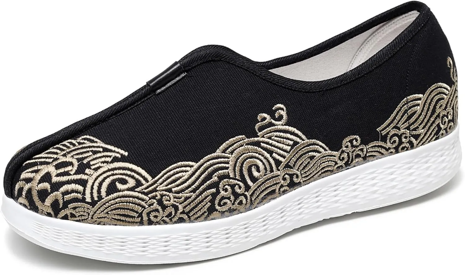 Embroidered Traditional Chinese Dragon Slip-On Canvas Loafers for Men - Comfortable and Stylish Casual Walking Shoes with Non-Slip Rubber Sole, Ideal for Everyday Wear Kung Fu shoes