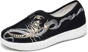 Embroidered Traditional Chinese Dragon Slip-On Canvas Loafers for Men - Comfortable and Stylish Casual Walking Shoes with Non-Slip Rubber Sole, Ideal for Everyday Wear Kung Fu shoes