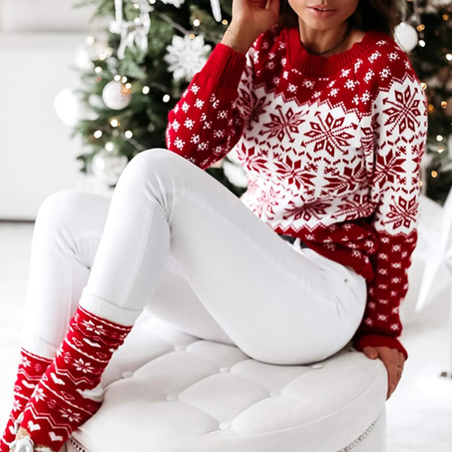 EXLURA Patterns Reindeer Ugly Christmas Sweater Jumper Pullover Tops