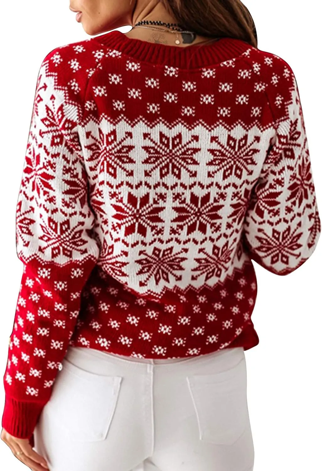 EXLURA Patterns Reindeer Ugly Christmas Sweater Jumper Pullover Tops