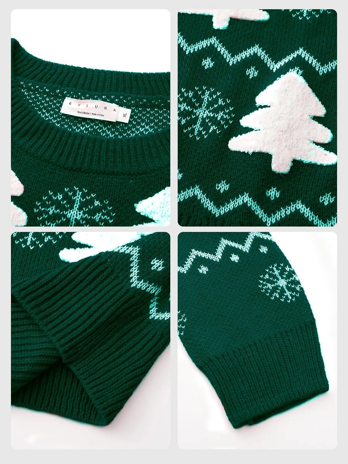 EXLURA Patterns Reindeer Ugly Christmas Sweater Jumper Pullover Tops