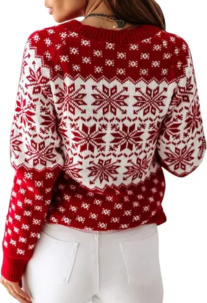EXLURA Patterns Reindeer Ugly Christmas Sweater Jumper Pullover Tops