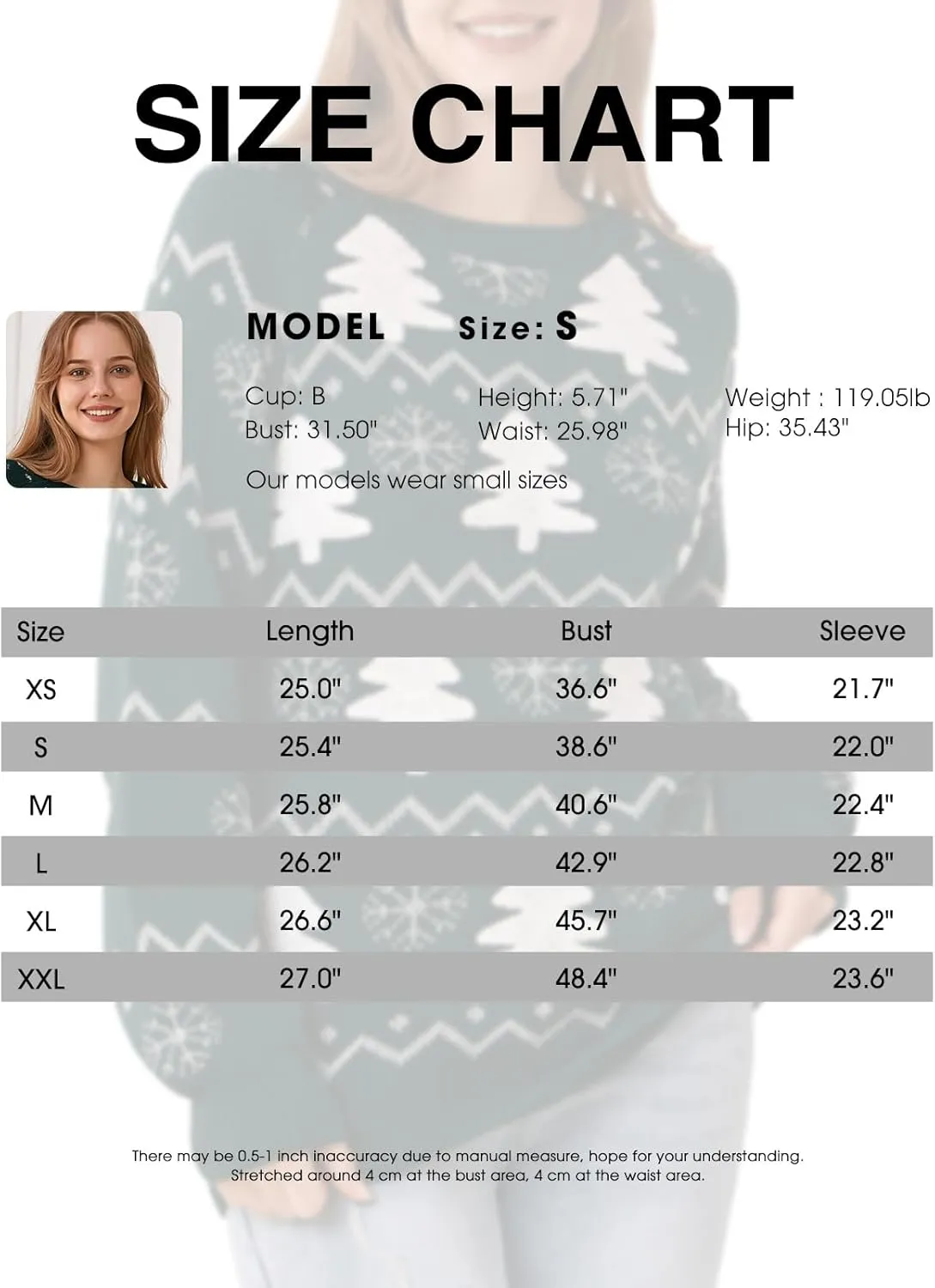 EXLURA Patterns Reindeer Ugly Christmas Sweater Jumper Pullover Tops