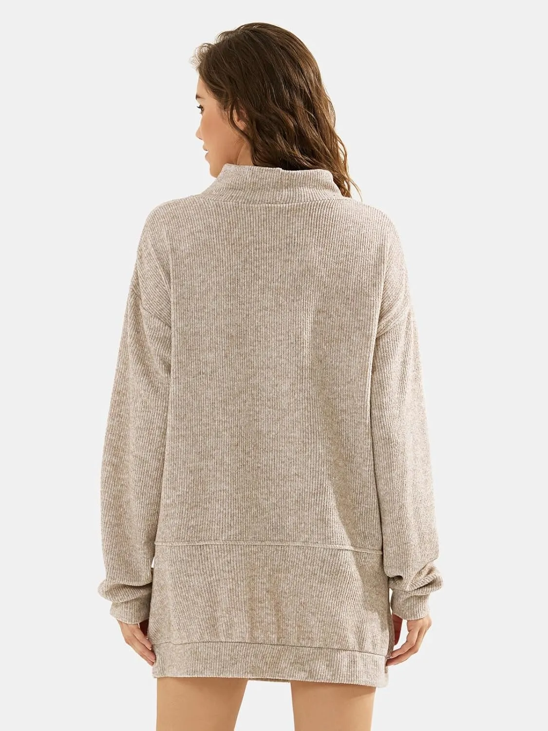 EXLURA Womens Casual Oversized Long Sleeve Sweater Dress with Pocket Loose Fit Knit Fall Winter Long Pullover Sweater Tunic