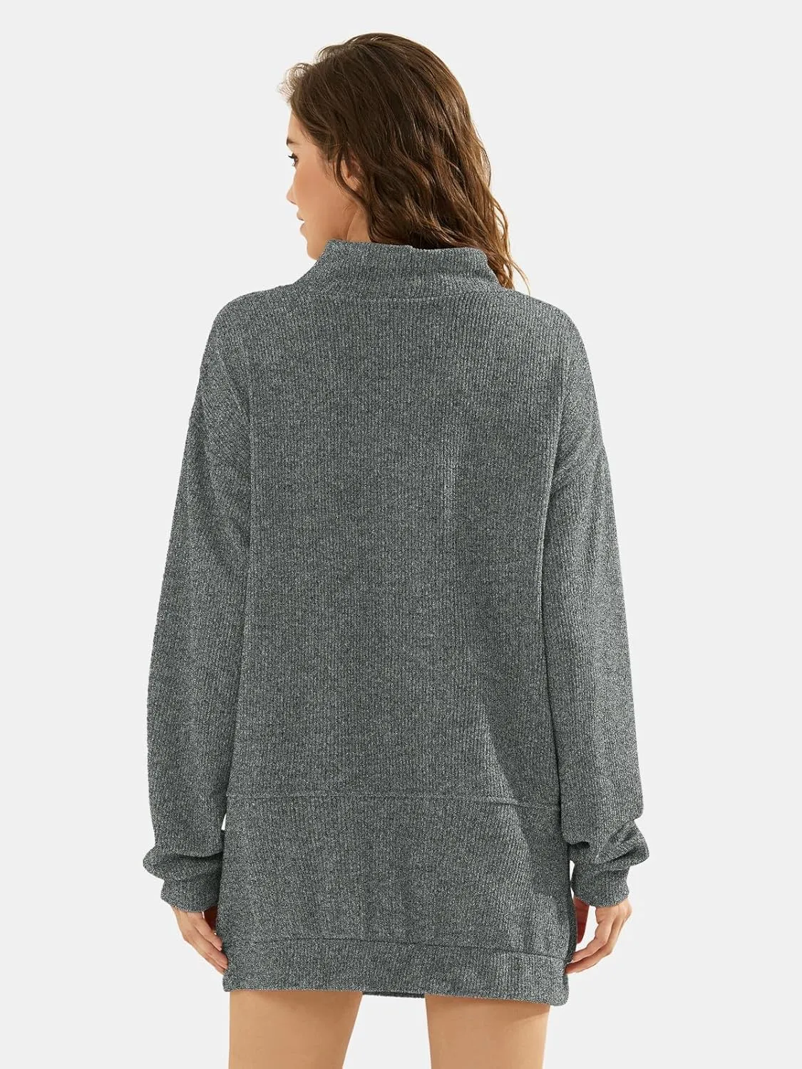 EXLURA Womens Casual Oversized Long Sleeve Sweater Dress with Pocket Loose Fit Knit Fall Winter Long Pullover Sweater Tunic