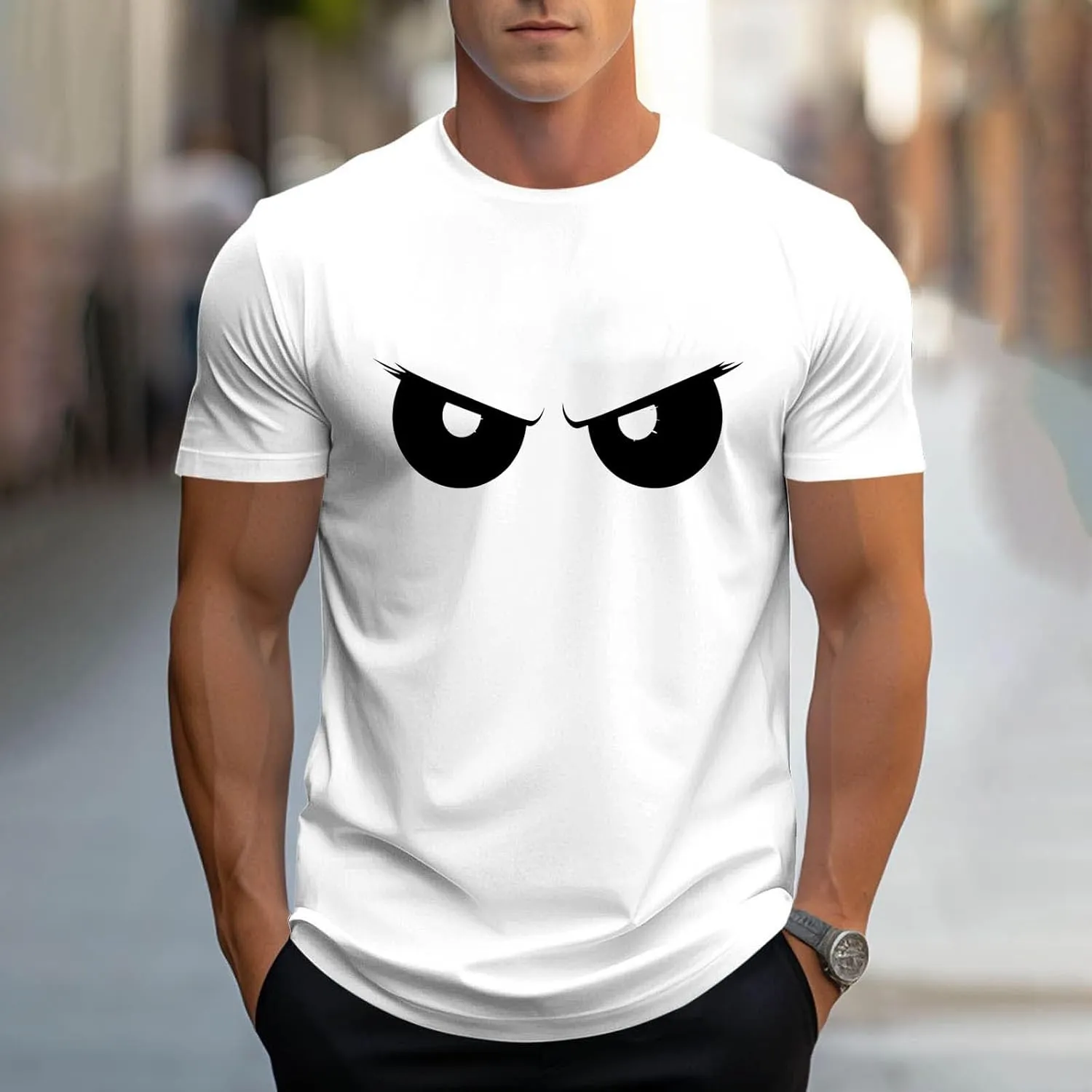 Fashion Cool Man Printed Tees for Men Short Sleeve Round Neck Slimming Shirt Casual Lightweight Shapewear Outdoor