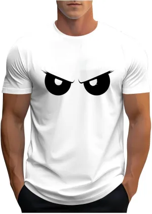 Fashion Cool Man Printed Tees for Men Short Sleeve Round Neck Slimming Shirt Casual Lightweight Shapewear Outdoor