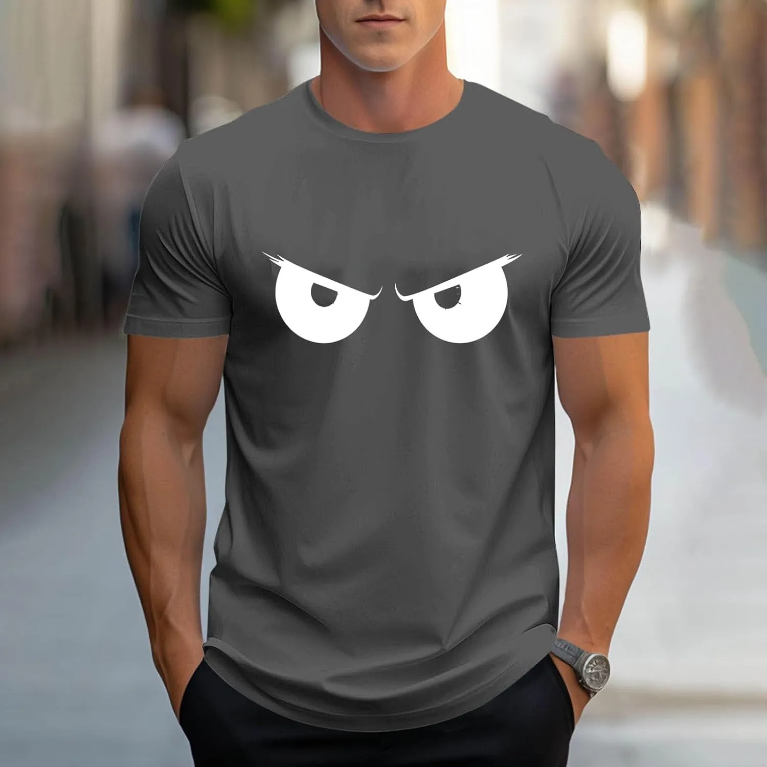 Fashion Cool Man Printed Tees for Men Short Sleeve Round Neck Slimming Shirt Casual Lightweight Shapewear Outdoor