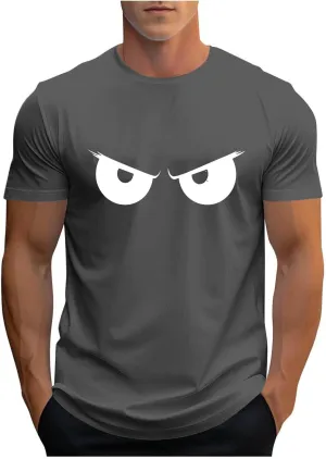 Fashion Cool Man Printed Tees for Men Short Sleeve Round Neck Slimming Shirt Casual Lightweight Shapewear Outdoor