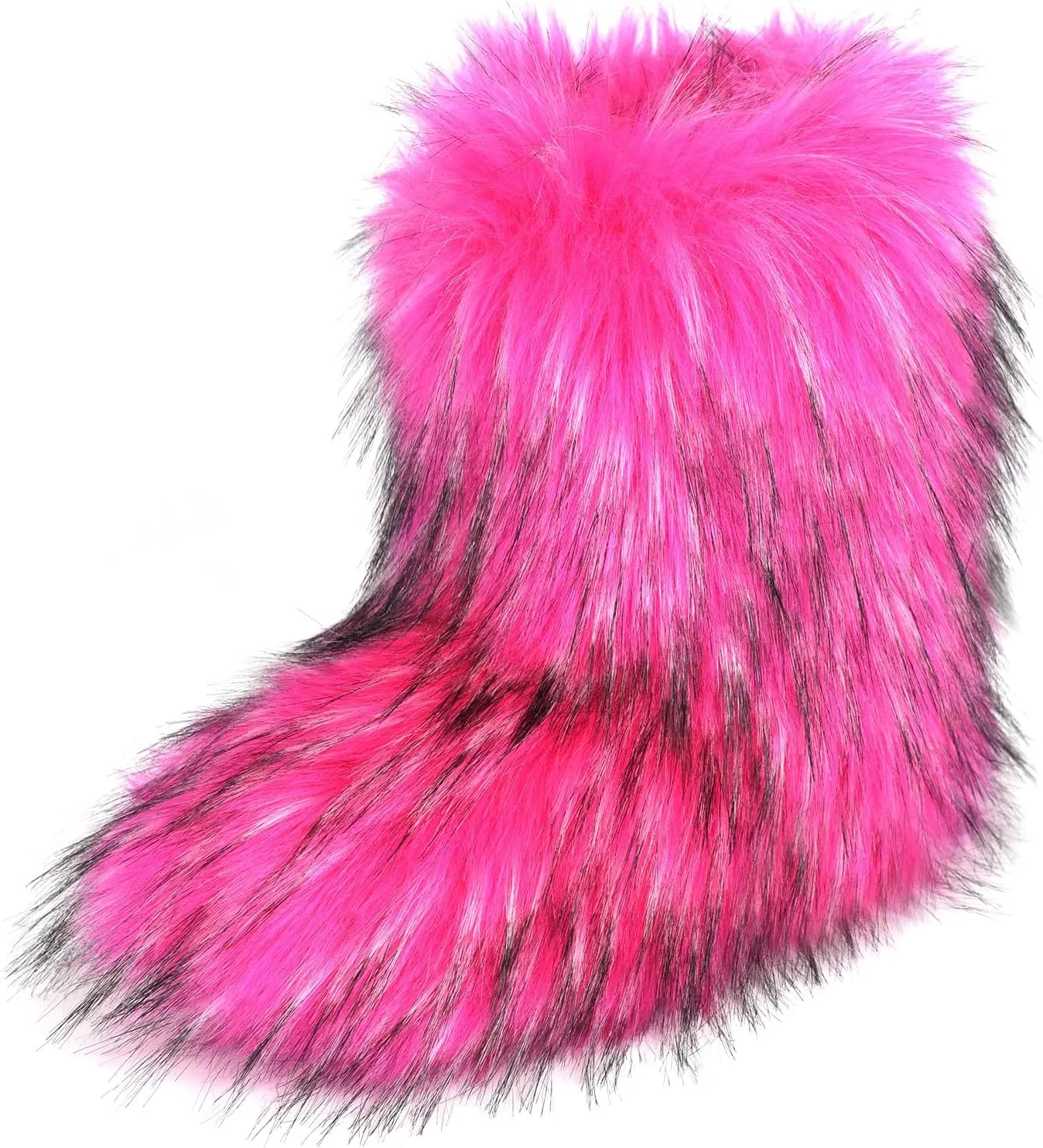Fashion Fur Boots,Flat Heel Comfy Plush Warm Snow Booties,2025 Winter Outdoors Furry Boots,Mid-Calf Faux fur Boot for Women.