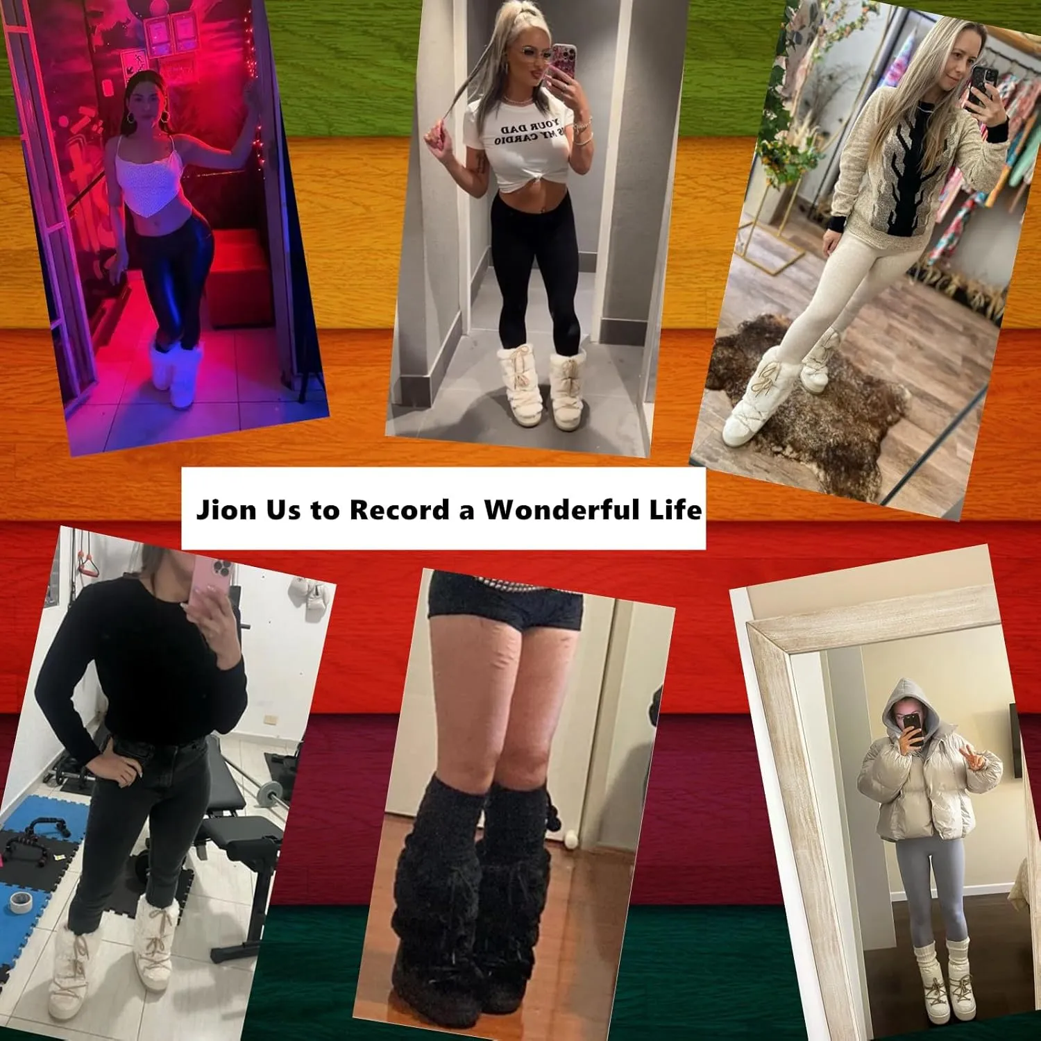 Faux Fur Boots for Women - Fuzzy Fluffy Furry Water Resistant Snow Boots for Women - Anti-Slip with Cotton Sponge Lined and TPR Rubber Sole Black White Fur Boots