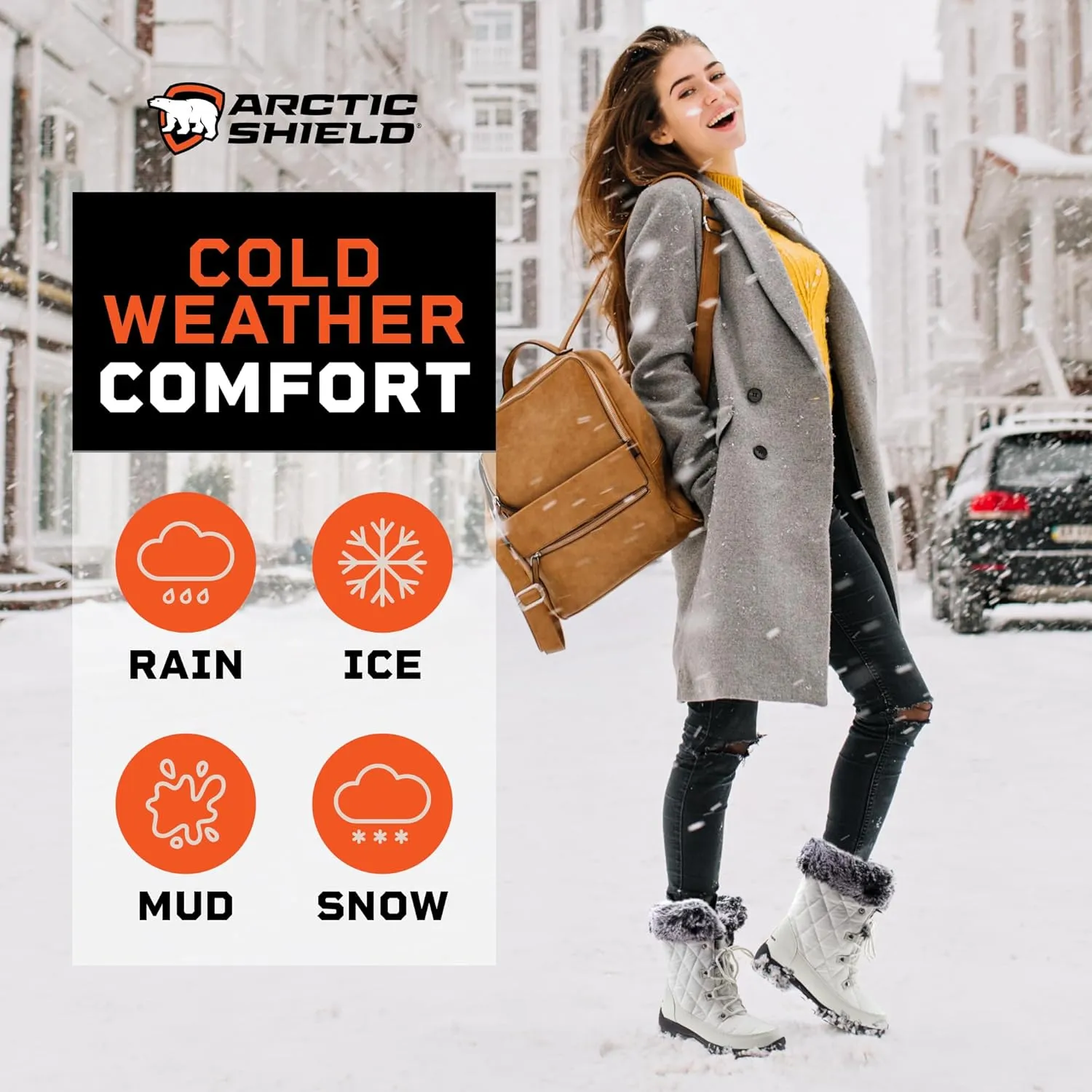 Faux Fur Womens Winter Snow Boots for Women - Dual Style Fur Collor Waterproof Snow Boots for Women with Memory Foam Insoles - Snow Boots with Heat Retain Technology