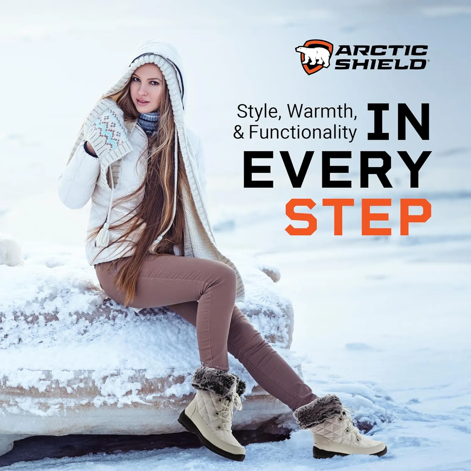Faux Fur Womens Winter Snow Boots for Women - Dual Style Fur Collor Waterproof Snow Boots for Women with Memory Foam Insoles - Snow Boots with Heat Retain Technology