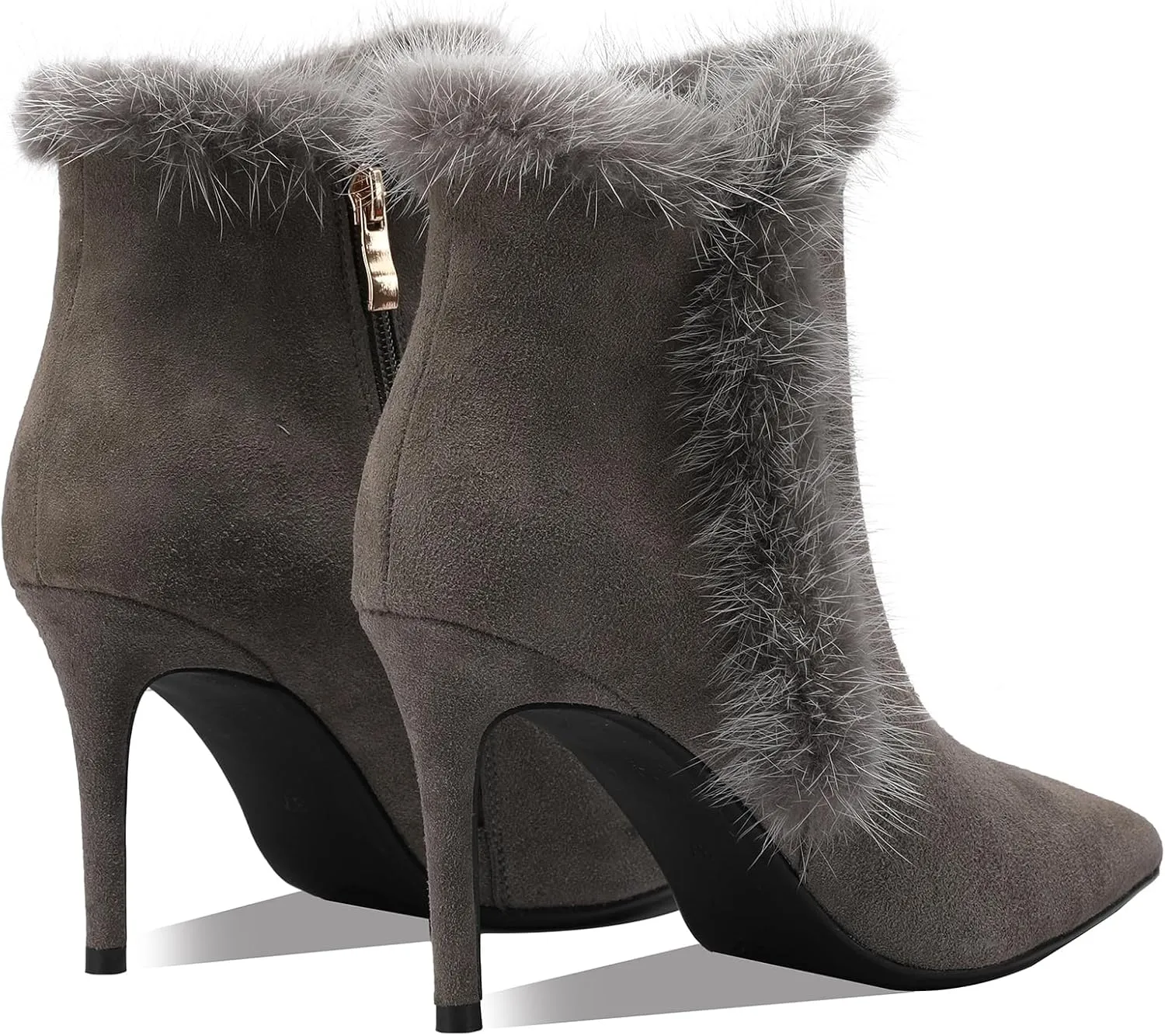Faux Suede Fur High Heel Boots for Women Stiletto Botas Para Mujer Dress Comfortable Sexy Pointed toe Elegantes Formal Prom Wedding Comfort Extra Wide Ladies Party Bootis