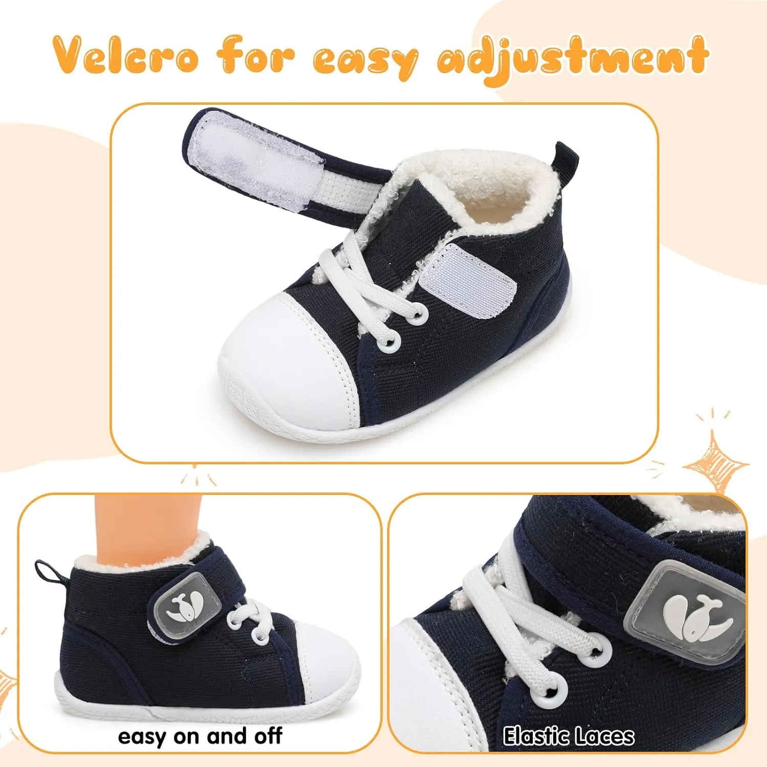 FEETCITY Baby Boots Boys Girls Infant Slippers Cozy Fleece Boots First Walking Shoes Warm Socks Newborn Crib Shoes