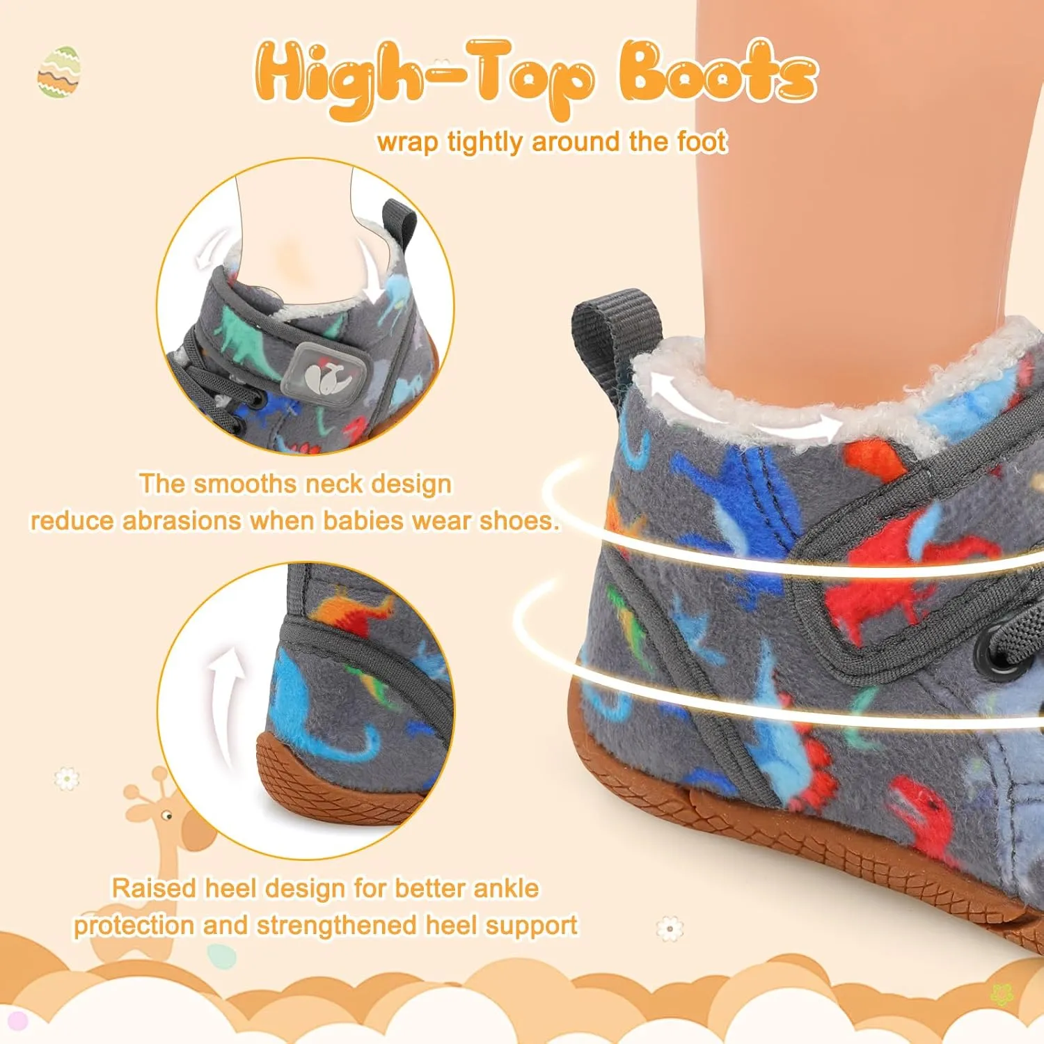 FEETCITY Baby Boots Boys Girls Infant Slippers Cozy Fleece Boots First Walking Shoes Warm Socks Newborn Crib Shoes