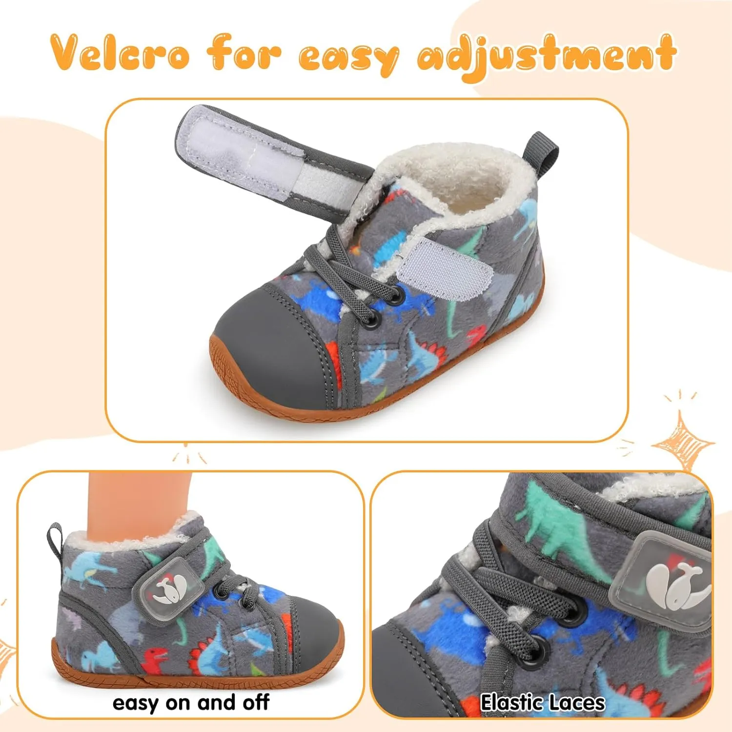 FEETCITY Baby Boots Boys Girls Infant Slippers Cozy Fleece Boots First Walking Shoes Warm Socks Newborn Crib Shoes