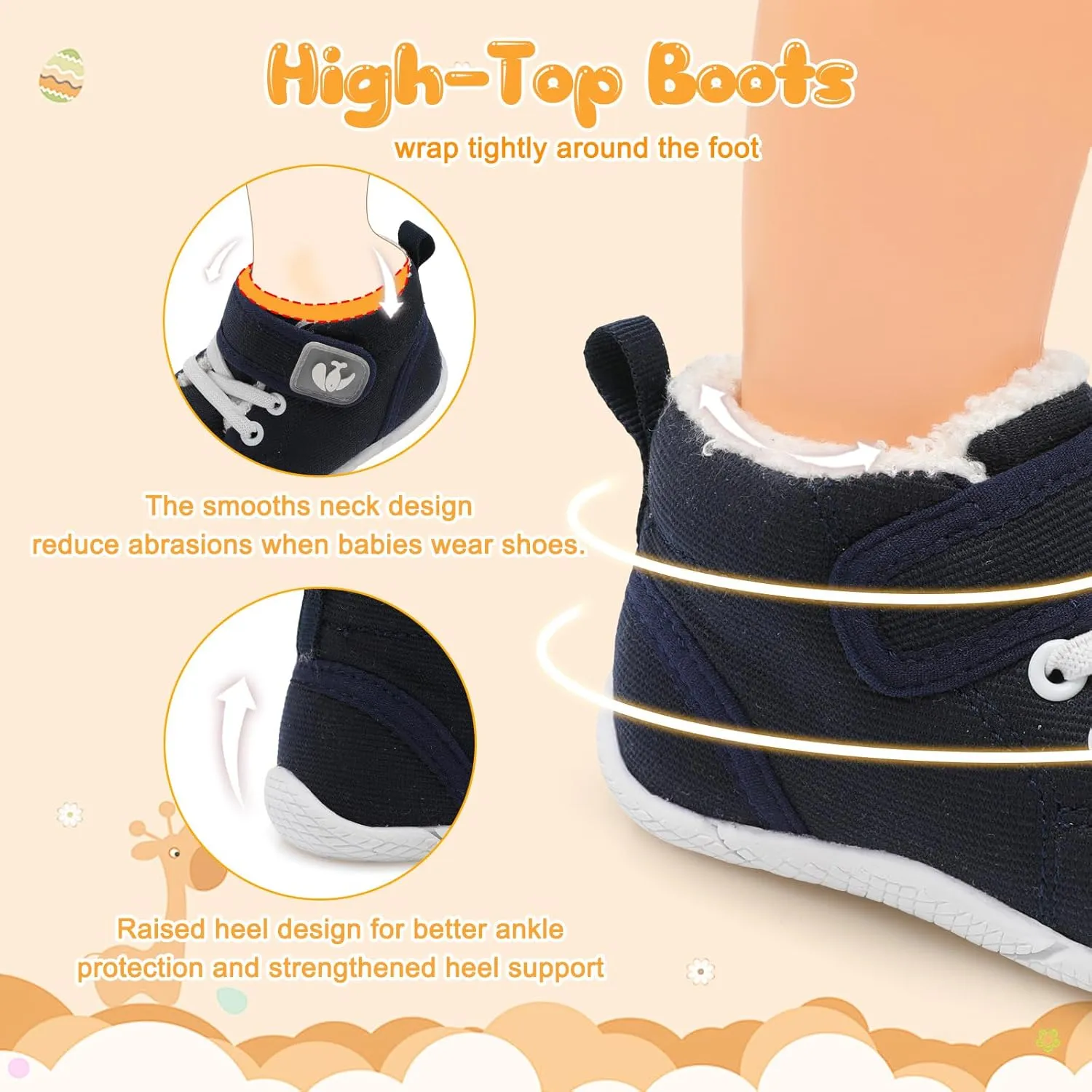 FEETCITY Baby Boots Boys Girls Infant Slippers Cozy Fleece Boots First Walking Shoes Warm Socks Newborn Crib Shoes