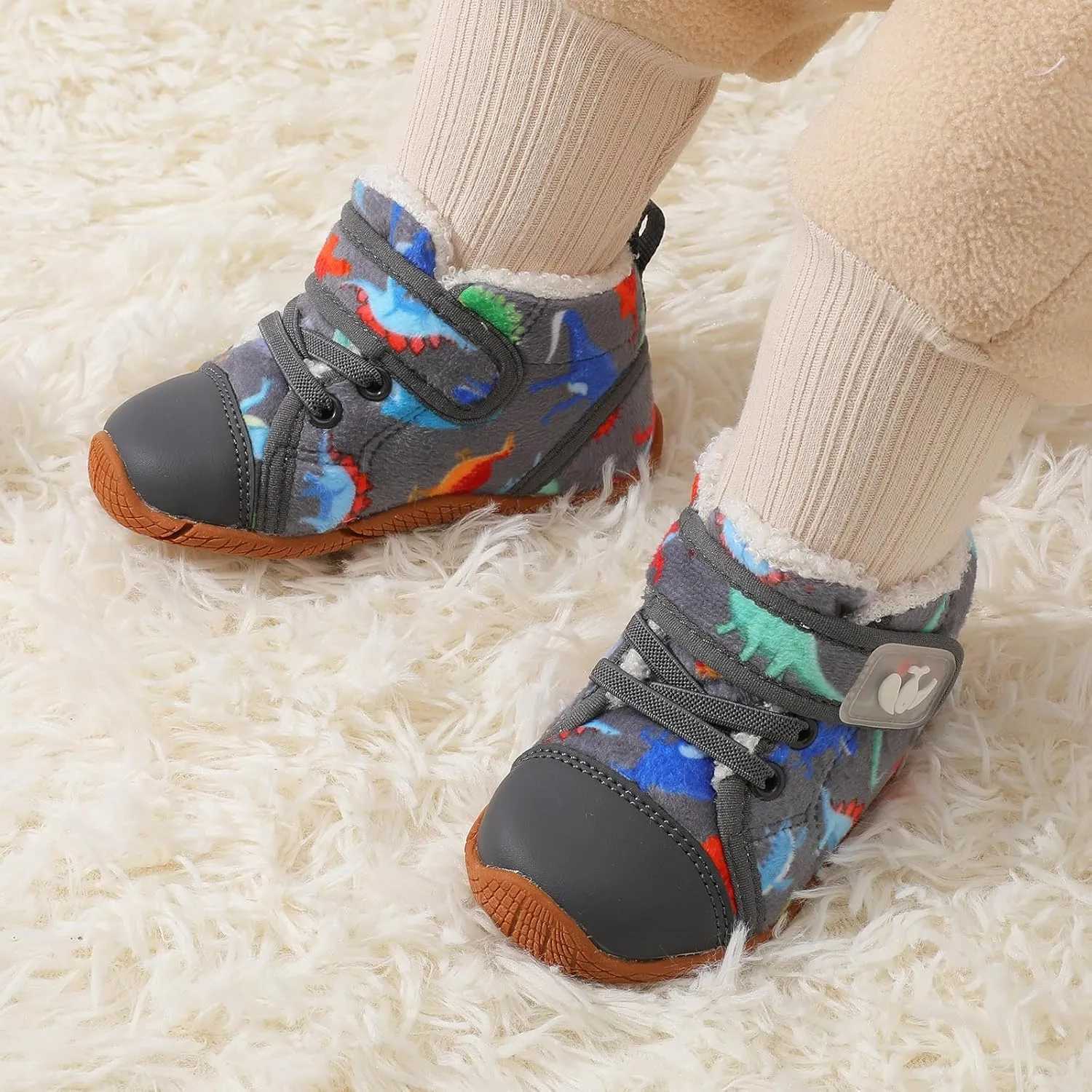 FEETCITY Baby Boots Boys Girls Infant Slippers Cozy Fleece Boots First Walking Shoes Warm Socks Newborn Crib Shoes