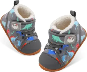 FEETCITY Baby Boots Boys Girls Infant Slippers Cozy Fleece Boots First Walking Shoes Warm Socks Newborn Crib Shoes