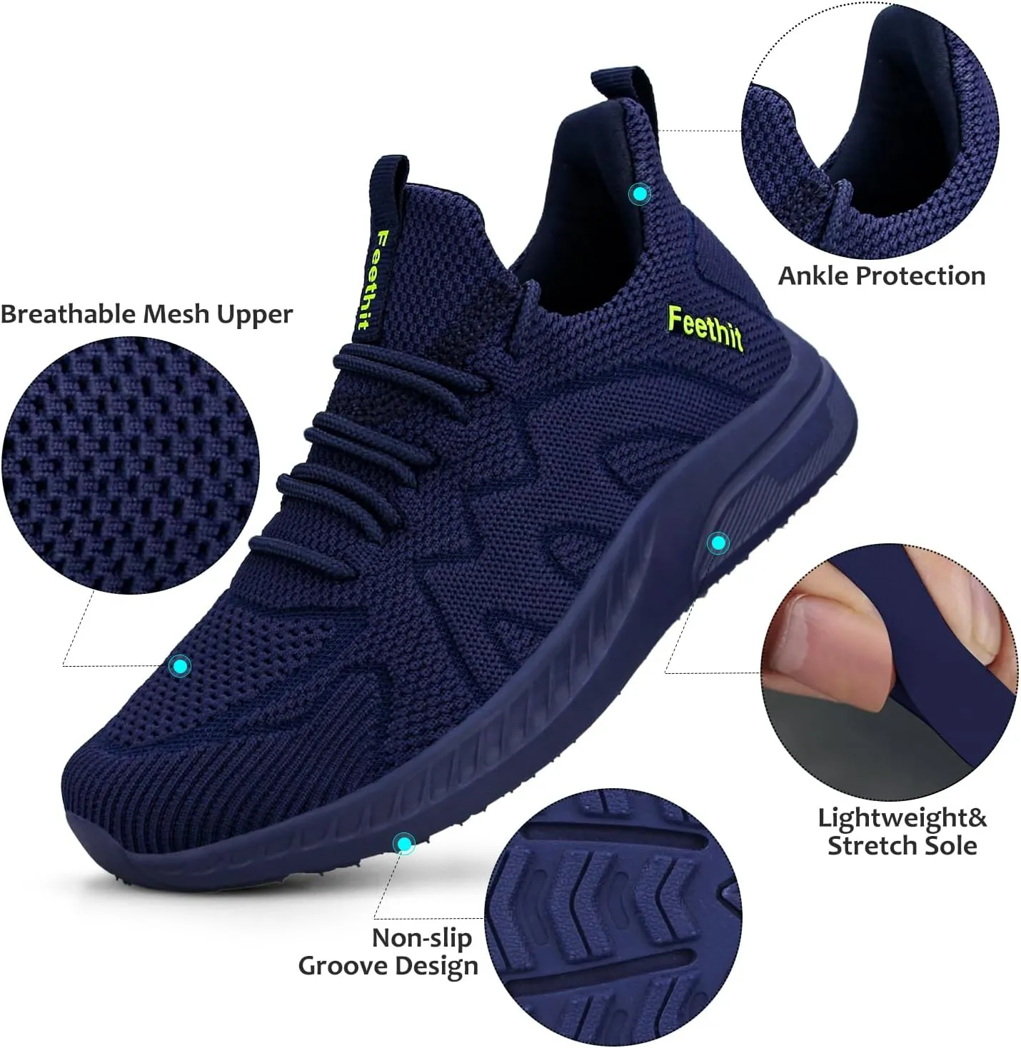 Feethit Women's Running Shoes Lightweight Breathable Walking Sneakers Non-Slip Tennis Gym Workout Athletic Shoes