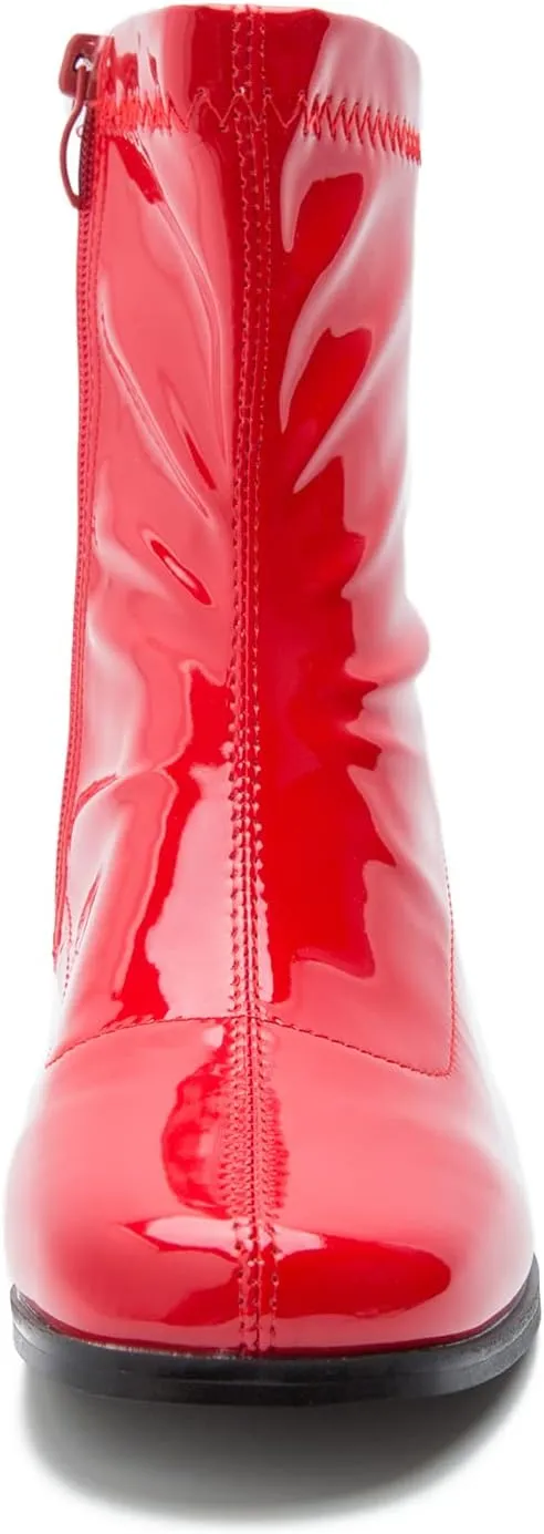 fereshte Gogo Boots For Women's Mid Calf Chunky Block Heel Zipper