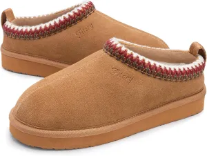 FITORY Women's Suede Slipper | Flat Short Mini Boots with Fur Fleece | Winter Casual Comfort Shoes