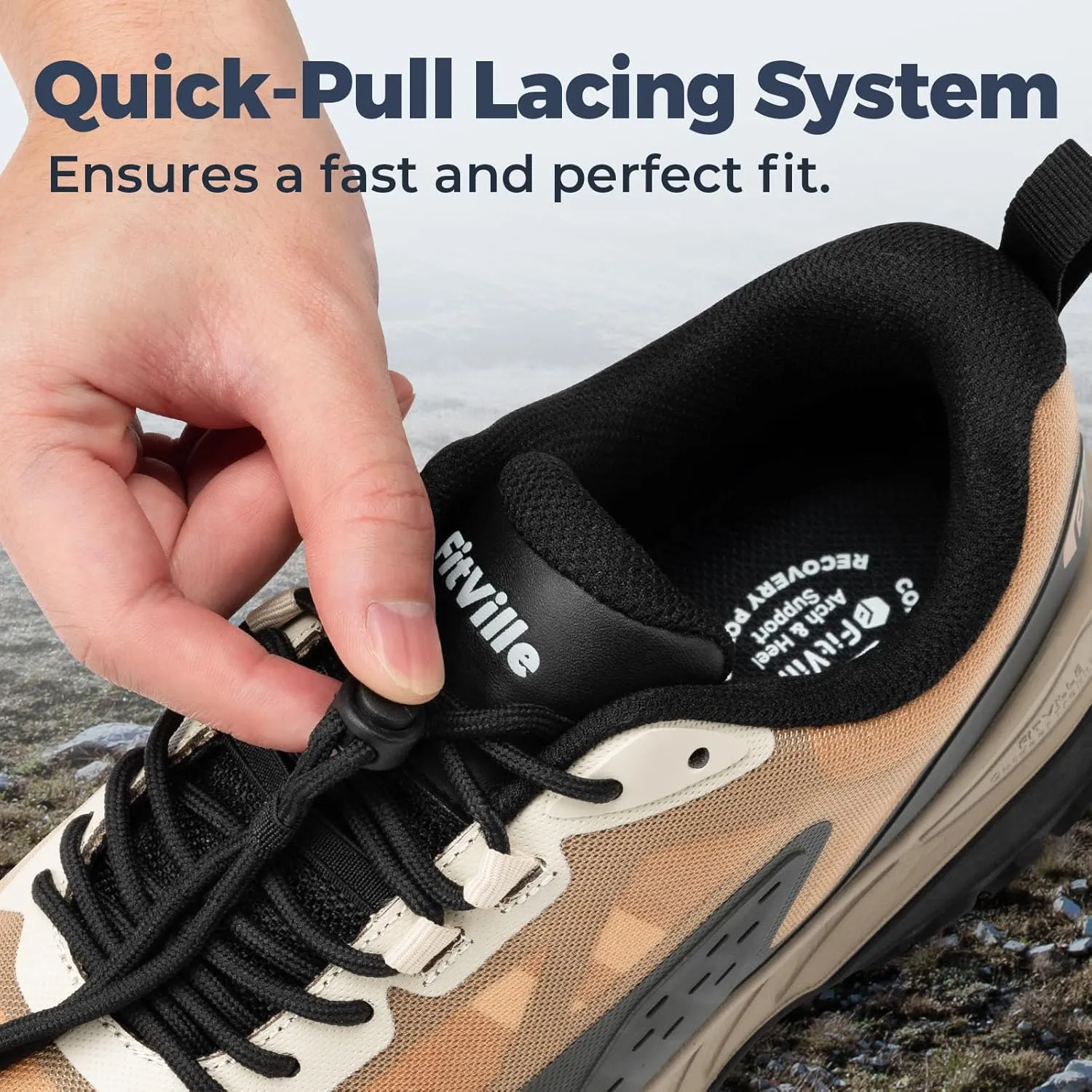 FitVille Extra Wide Men's Sneakers Shoes Non-Slip Trekking Hiking Walking Shoes for Men with Arch Support
