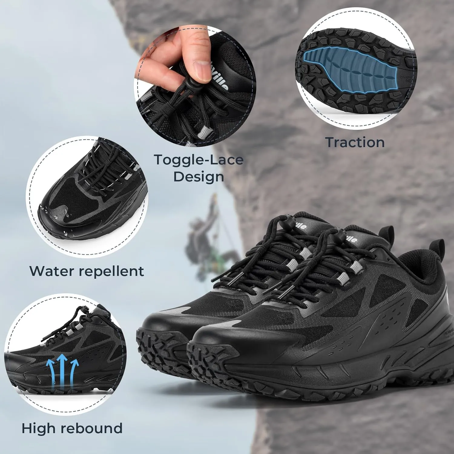 FitVille Extra Wide Men's Sneakers Shoes Non-Slip Trekking Hiking Walking Shoes for Men with Arch Support