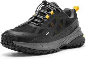FitVille Men Waterproof Hiking Shoes Extra Wide Walking Shoes Slip-Resistant Trekking Trainers All-Terrain Quick Lace Sneakers for Travel, Camping, Running
