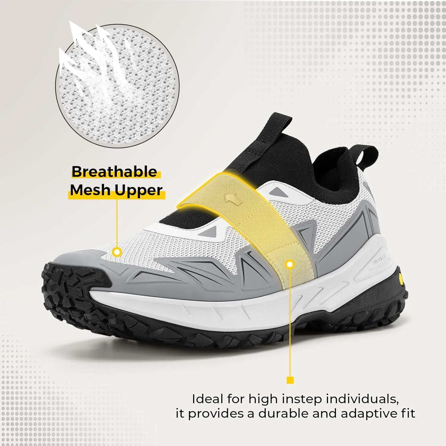FitVille Men's Extra Wide Slip On Shoes Comfortable Orthopedic Hiking Sneakers with Arch Support Slip Resistant Trekking Walking Shoes for Travel Camping
