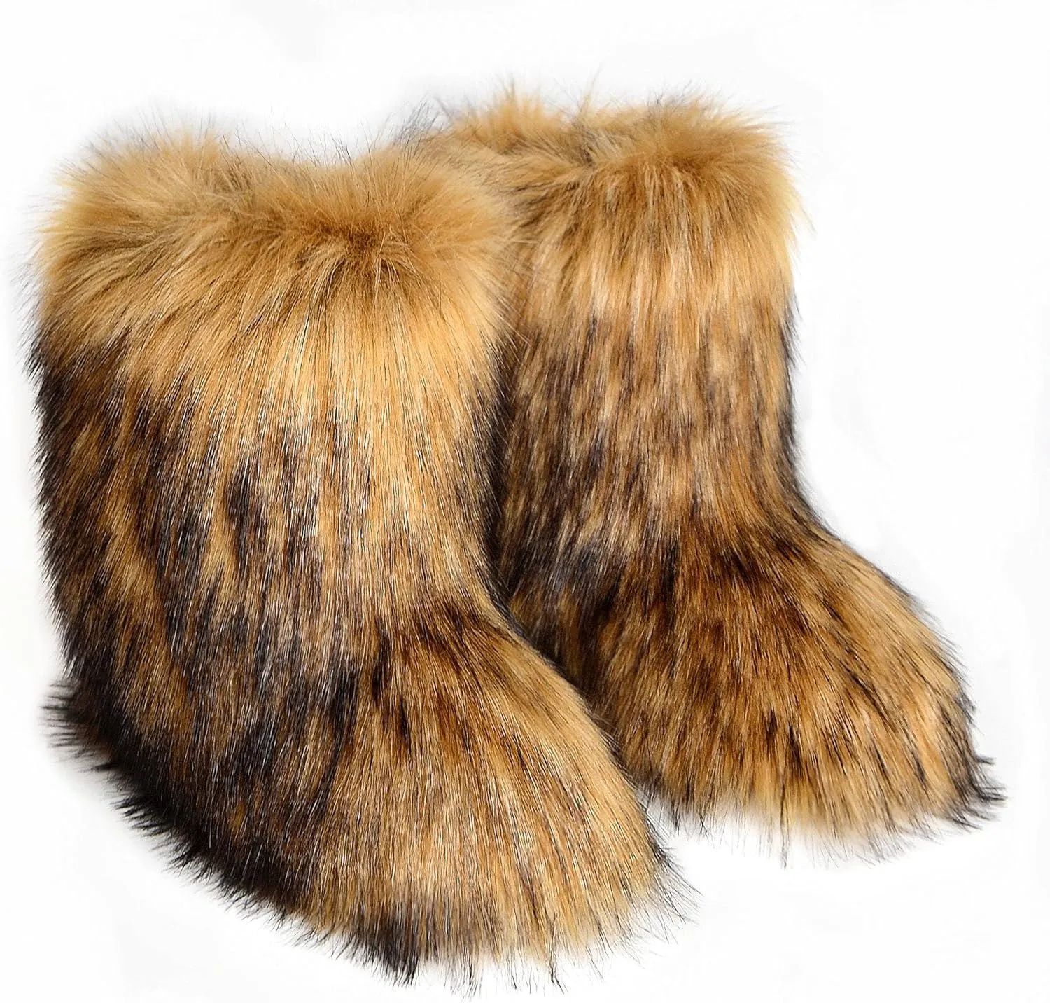 Fluffy Faux Fur Boots for Women Mid-Calf Furry Snow Boots
