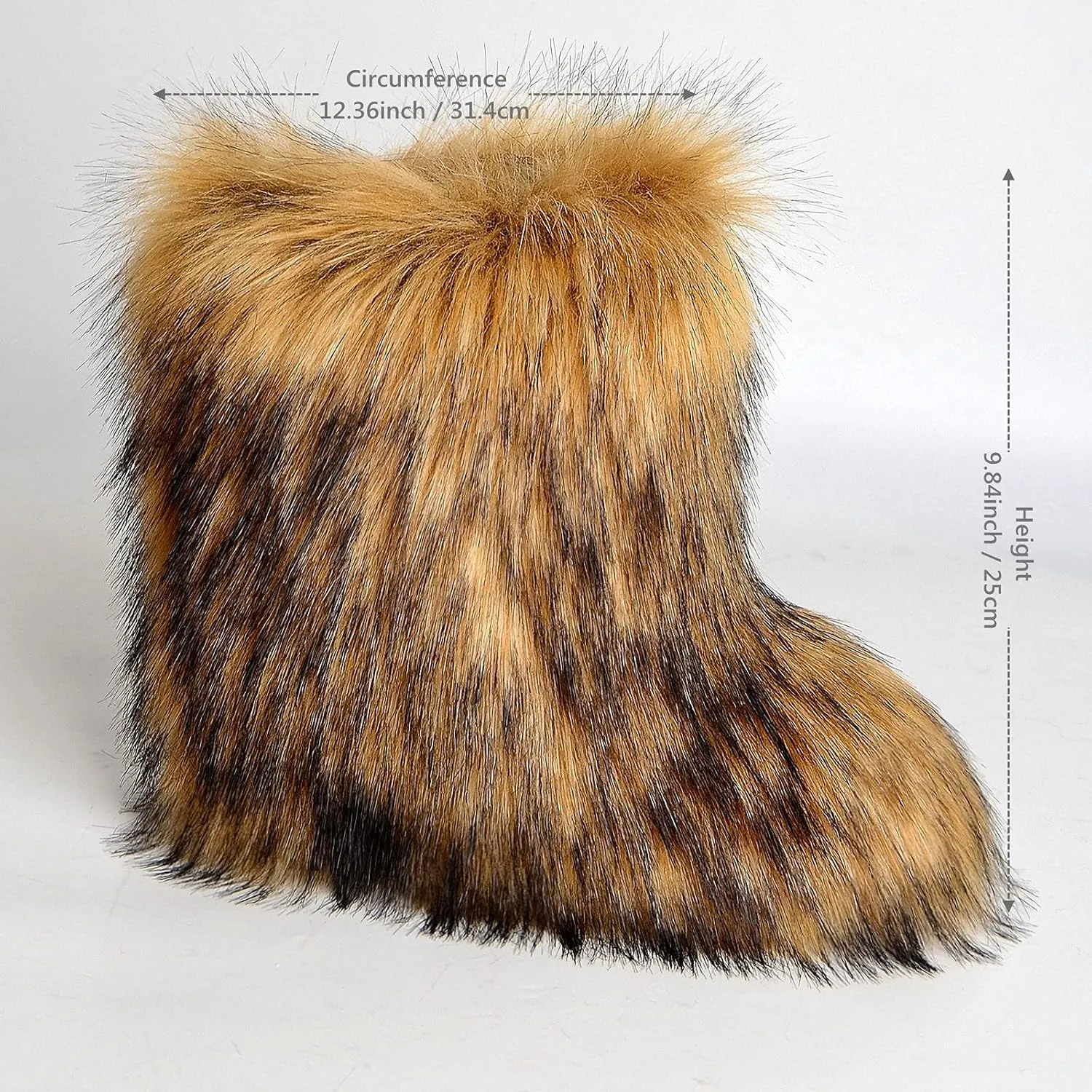 Fluffy Faux Fur Boots for Women Mid-Calf Furry Snow Boots
