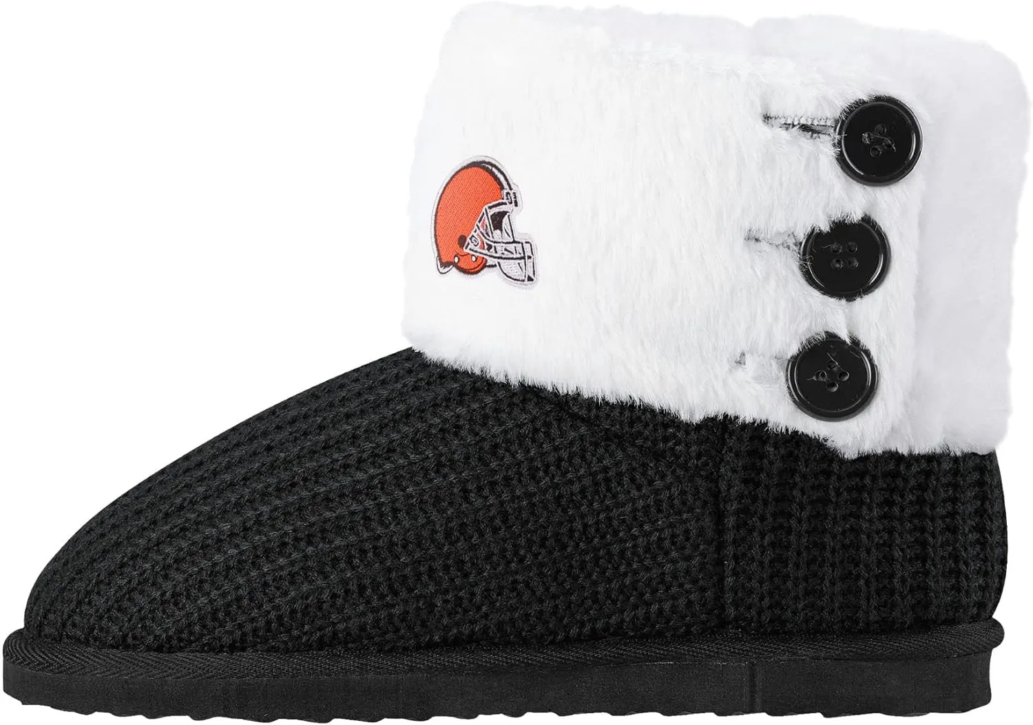 FOCO Womens NFL Team Logo Knit High End Black Button Boots