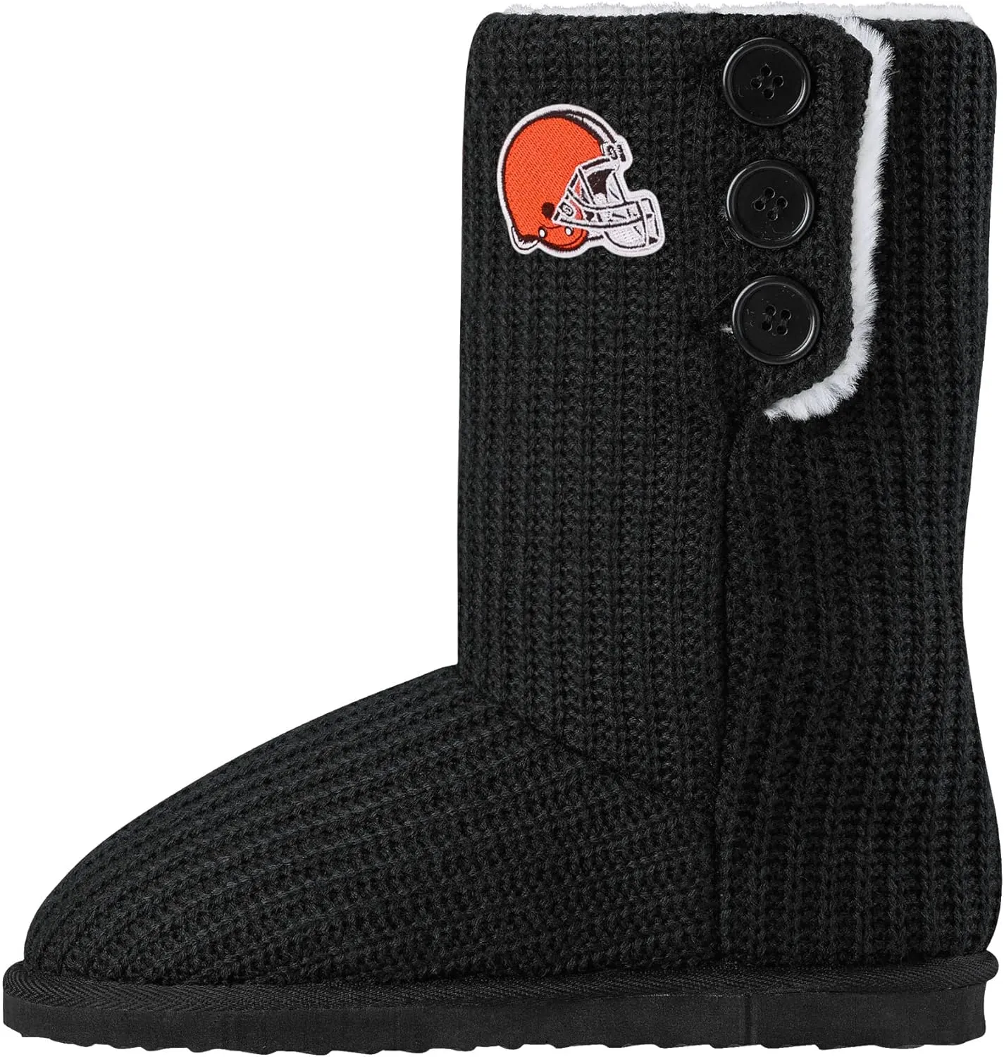 FOCO Womens NFL Team Logo Knit High End Black Button Boots