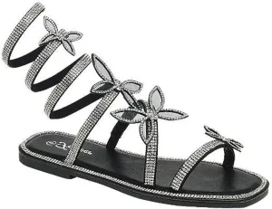 Forever Link Women Butterfly Rhinestone Wrap-around Flat Sandals Flat Butterfly Sandals Ritzy-25, 6